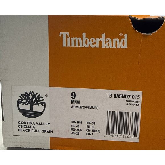 Timberland Cortina Valley Chelsea Boots Womens 9 Black Leather Lug Sole Pull On - Picture 11 of 11